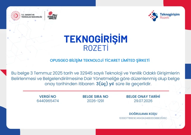 Teknogirişim Rozeti belgesi önizlemesi